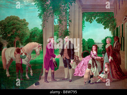 Die Aufnahme von Lafayette in Mount Vernon, Heimat von Washington Stockfoto