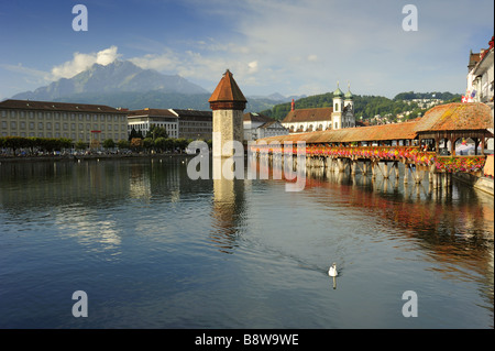 Die Kapellbrucke der Kapellbrücke in Luzern. Stockfoto