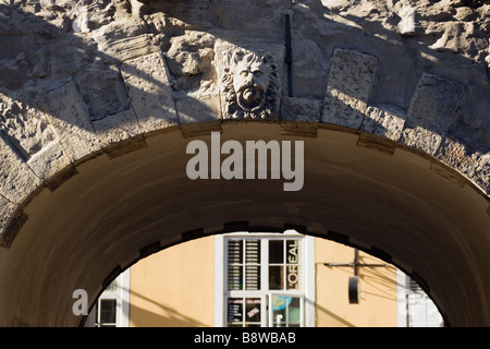 Riga, Lettland, Europe.Facade Detail der schwedische Tor in der Altstadt Stockfoto