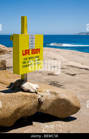 Rettungsring bei Lachs Strand Esperance Westaustralien Stockfoto