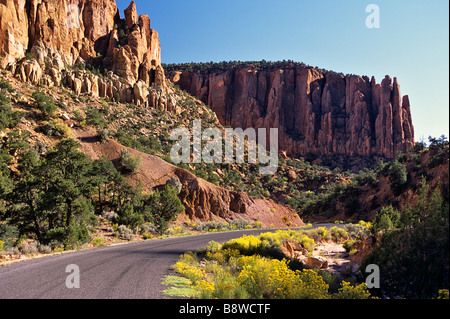 USA, Utah, Grand Staircase-Escalante Nationalmonument. Burr Trail Road in den Kreis-Klippen. Stockfoto