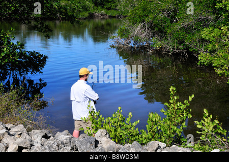 Angler am Ding Darling National Wildlife Refuge Florida Stockfoto