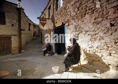 Straße in Omodos Troodos-Gebirge Südzypern Stockfoto