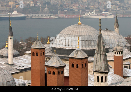 Die Schornsteine auf den Dächern des Harems, Topkapi-Palast Stockfoto