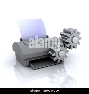 3D Computer-Symbol für die Einstellungen des Druckers Stockfoto