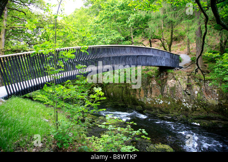 Skulptur-Brücke über Skelwith Kraft Fluß Brathay Langdale Lake District Nationalpark Cumbria County England UK Stockfoto