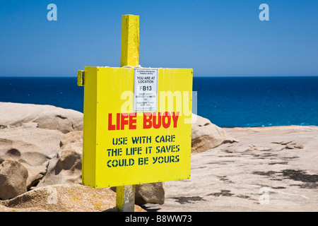 Rettungsring bei Lachs Strand Esperance Westaustralien Stockfoto