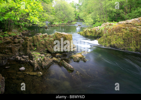 Fluß Brathay Skelwith Kraft Langdale Lake District Nationalpark Cumbria County England UK Stockfoto