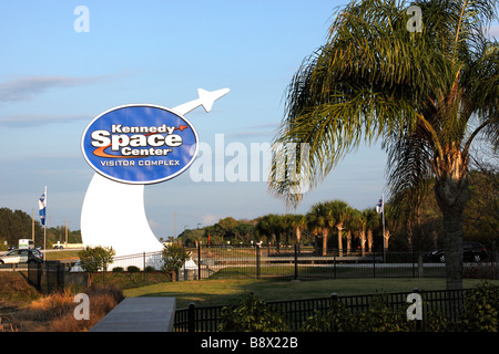 Eingang zum Kennedy Space Center der NASA Besucher Komplex, Cape Canaveral, Florida, USA Stockfoto