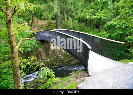 Skulptur-Brücke über Skelwith Kraft Fluß Brathay Langdale Lake District Nationalpark Cumbria County England UK Stockfoto