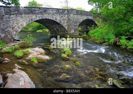 Steinerne Brücke über den Fluß Brathay Skelwith Kraft Langdale Lake District Nationalpark Cumbria County England UK Stockfoto