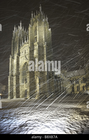 Beverley Minster Teppichboden im Schnee East Yorkshire UK Stockfoto