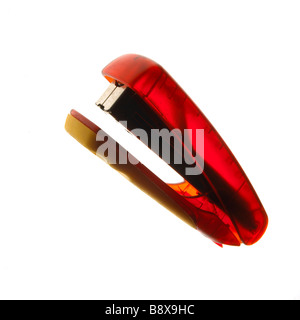 Ein helles rot / orange Hefter Stockfoto