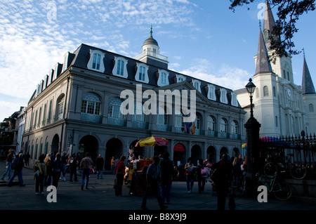 Karneval-Besucher am Jackson Square, New Orleans, Louisiana Stockfoto