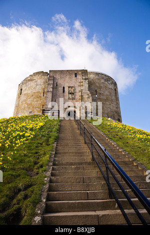 Motte und Vorburg des Cliffords Tower, York Castle, North Yorkshire, England Stockfoto