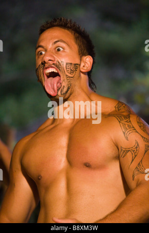 Maori Haka Ritualtanz Rotorua Neuseeland Stockfoto