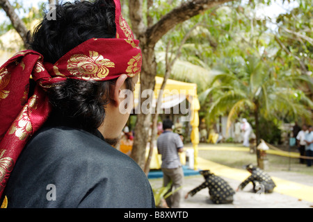 Nahaufnahme von Silat Kopfbedeckung. Silat ist eine malaysische Kunst der Selbstverteidigung. Stockfoto