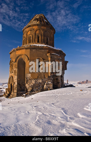 Alte armenische Kirche und Winter Landschaft, Ani, Türkei, Asien Stockfoto