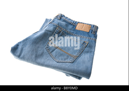 Objekt auf weißer Kleidung blaue jeans Stockfoto