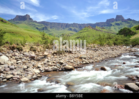 Landschaft, Berg, KwaZulu-Natal, Südafrika, das Amphitheater, Drakensberg Berge, Royal Natal Park, UNESCO, Weltplätze, Schönheit in der Natur Stockfoto