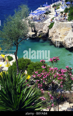 Kas, Kucuk Cakil, der Bucht Felsiger Strand in der Türkei in der Nähe von Kalkan, westlichen Mittelmeer. Stockfoto