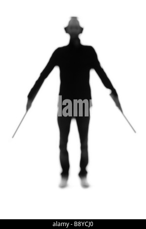 Silhouette des Bodenpersonals am Flughafen. Stockfoto