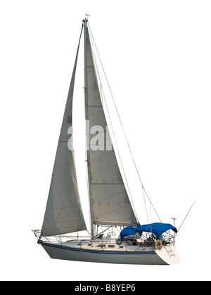 Segelboot, isoliert auf weiss Stockfoto