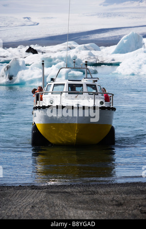 Amphibische Handwerk Vatnajökull Island. Stockfoto