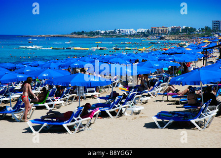 Strandleben in Fig Tree Bay in Protaras Zypern Stockfoto