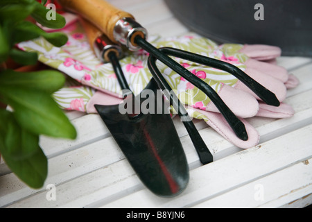 Gartenwerkzeuge Nahaufnahme. Stockfoto