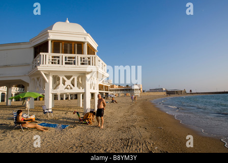 Europa Spanien Andalusien Cadiz Playa De La Caleta Baneario Stockfoto