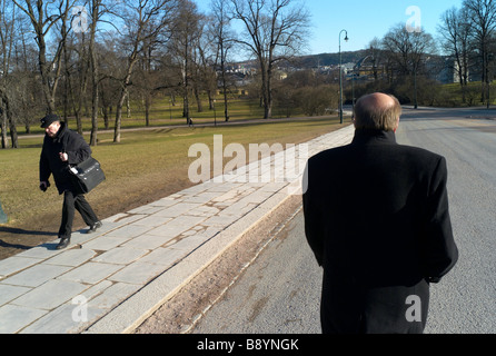 Am frühen Morgen Strassenszene nahe dem Palast in Oslo Norwegen Stockfoto