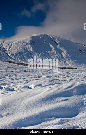 Schneebedeckte Meall ein Bhuiridh Berg im Glencoe Ski Centre, Lochaber, Schottland, UK, Europa Stockfoto