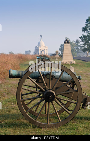 Kanone Artillerie Bürgerkrieg Schlachtfeld Gettysburg 6. Maine Licht Artillerie Batterie F Denkmal Stockfoto