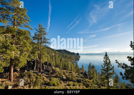 Am späten Nachmittag Blick vom Aussichtspunkt Logan schwärmen off Highway 50, Zephyr Cove, Lake Tahoe, Nevada, USA Stockfoto