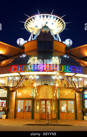 Christchurch Casino an der Dämmerung, Victoria Street, Christchurch, Canterbury, Südinsel, Neuseeland Stockfoto