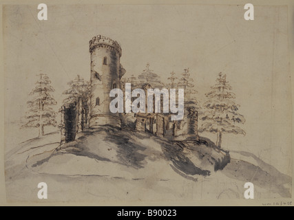 DESIGN für gotische Turm in WIMPOLE c1749-51 von Sanderson Miller 1717-1780 Stockfoto