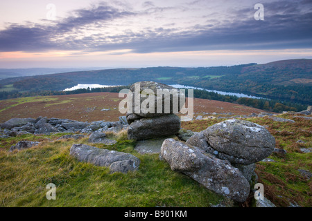 Burrator Reservoir aus Sheepstor Dartmoor Nationalpark Devon England Stockfoto