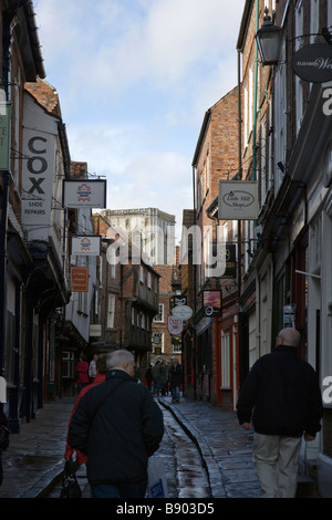 Die Shambles alten mittelalterlichen Straße in der Stadt von York England UK Stockfoto