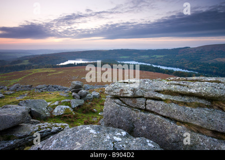 Burrator Reservoir aus Sheepstor Dartmoor Nationalpark Devon England Stockfoto