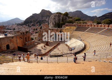 Teatro Greco in Taormina Sizilien Italien Stockfoto