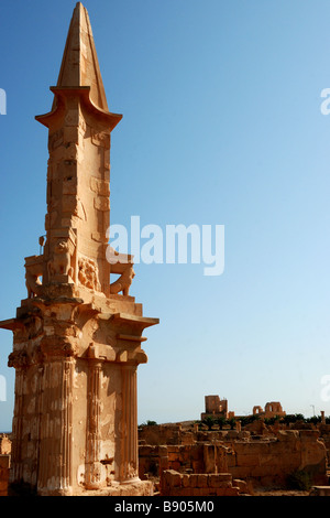 Das Mausoleum von Bes in Sabratha Stockfoto