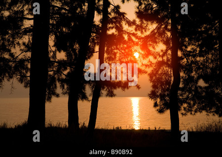 Sonnenaufgang in Shiga, Japan Stockfoto