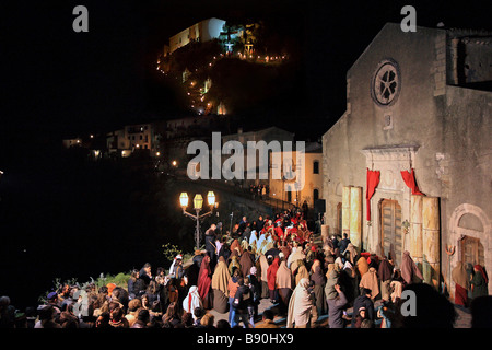 Via Crucis, Savoca, Sizilien, Italien Stockfoto