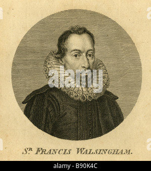 Antike c1820 Gravur von Sir Francis Walsingham. Sir Francis Walsingham (1532-1590) war erster Sekretär von Königin Elizabeth i. von England. Stockfoto