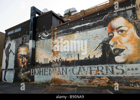 Wandbild auf der Rückseite des Bohemian Caverns jazz Clubs aufbauend auf U Street, Washington, District Of Columbia, USA, Nordamerika Stockfoto