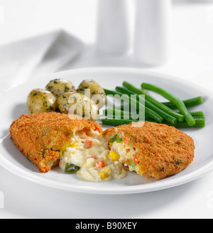 cremig gefüllte Brot Krümel Gemüse Backen Stockfoto