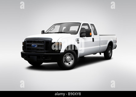 2009 Ford f-250 SD XL in weiß - Winkel-Vorderansicht Stockfoto