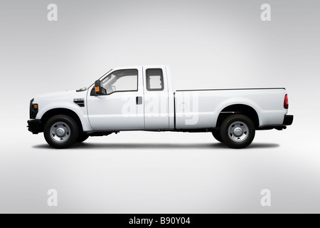 2009 Ford f-250 SD XL in weiß - Treiber Seitenprofil Stockfoto