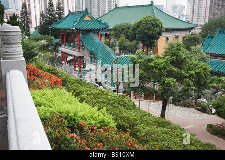 Guten Wunsch Gärten, Sik Sik Yuen Wong Tai Sin Tempel, Kowloon, Hong Kong Stockfoto